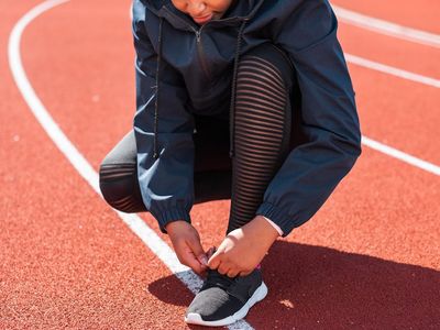 Close-up of running shoes during a warm-up session